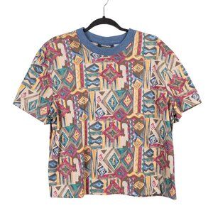 VTG Crewneck Cropped Shirt 12 Adult 90s Geometric Nebula Sportswear Short Sleeve